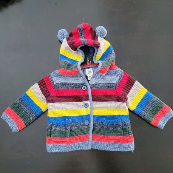 Baby Gap Bear Hooded Sweatshirt 0-3 Months - Picture 2 of 6